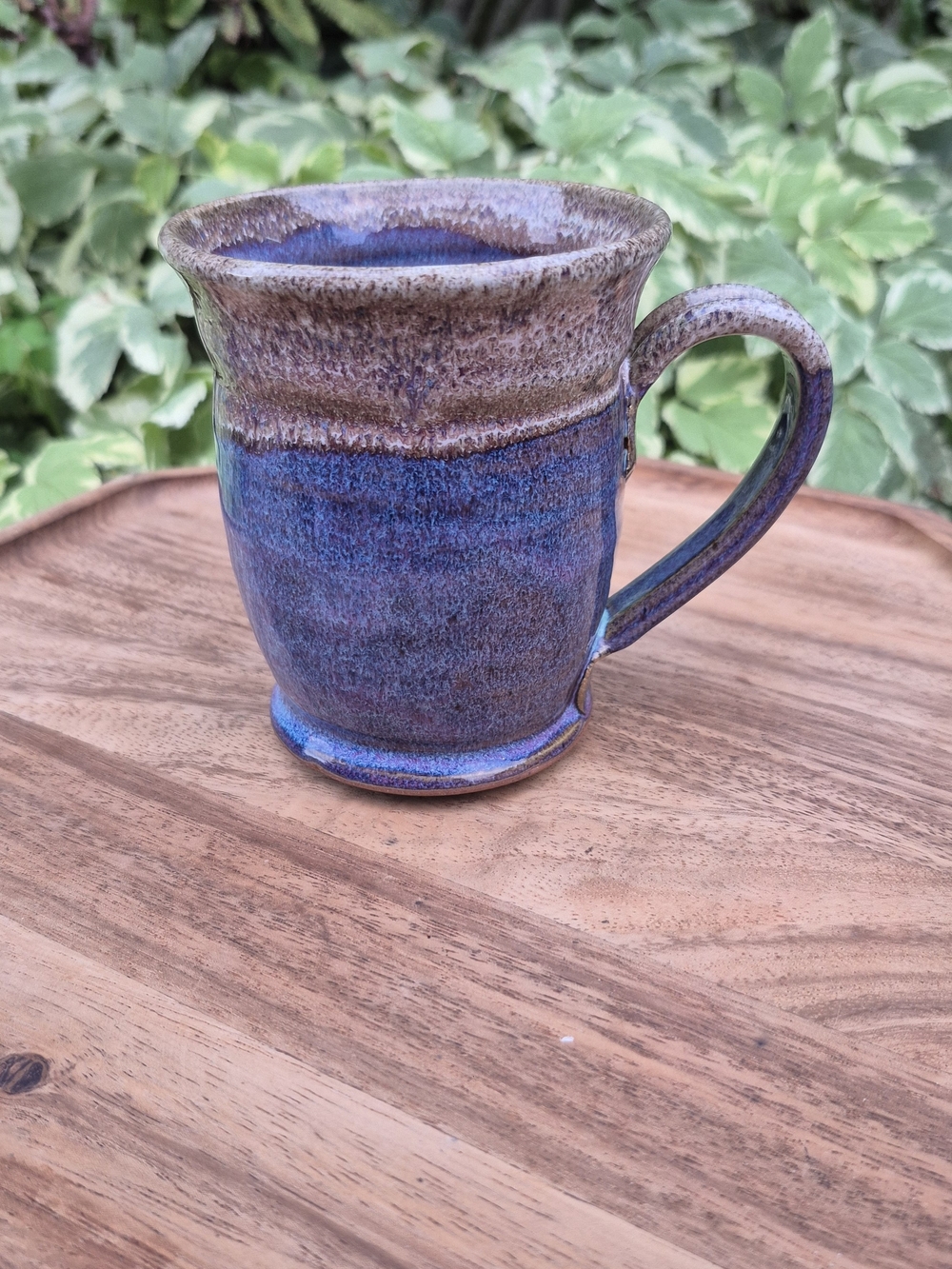 Artisan Handmade Stoneware Mug Blue Purple Drip Glaze Boho Cottagecore